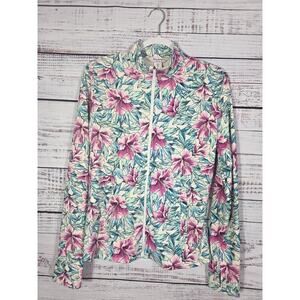 Tommy Bahama Women's Tropical Floral Full Zip Hawaiian Resort Style Size Large